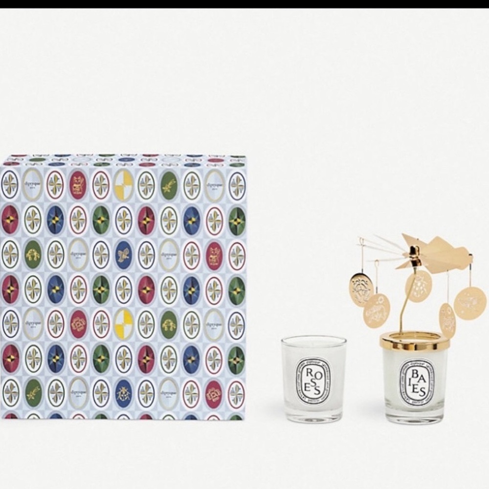 Diptyque candles 2019 Holiday set Baies, Roses, and Carousel